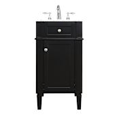 Elegant Lighting Park Avenue 18" Free Standing Single Basin Vanity Set with Cabinet and Marble Vanity Top Black