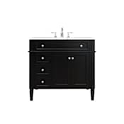 Elegant Lighting Park Avenue 36" Free Standing Single Basin Vanity Set with Cabinet and Marble Vanity Top Black