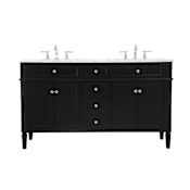 Elegant Lighting Park Avenue 60" Free Standing Double Basin Vanity Set with Cabinet and Marble Vanity Top Black