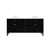 Elegant Lighting Park Avenue 72" Free Standing Double Basin Vanity Set with Cabinet and Marble Vanity Top Black