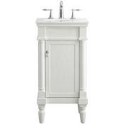 Elegant Lighting Lexington 18" Free Standing Single Basin Vanity Set with Cabinet and Quartz Vanity Top Antique White