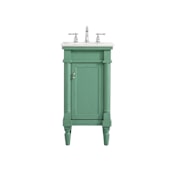 Elegant Lighting Lexington 18" Free Standing Single Basin Vanity Set with Cabinet and Marble Vanity Top Vintage Mint
