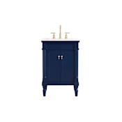 Elegant Lighting Lexington 24" Free Standing Single Basin Vanity Set with Cabinet and Marble Vanity Top Blue