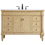 Elegant Lighting Lexington 48" Free Standing Single Basin Vanity Set with Cabinet and Quartz Vanity Top Antique Beige