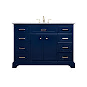 Elegant Lighting Americana 48" Free Standing Single Basin Vanity Set with Cabinet and Marble Vanity Top Blue