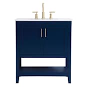 Elegant Lighting Audy 30" Free Standing Single Basin Vanity Set with Cabinet and Engineered Marble Vanity Top Blue