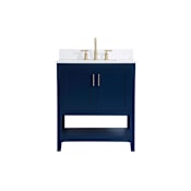 Elegant Lighting Aubrey 30" Free Standing Single Basin Vanity Set with Cabinet, Engineered Marble Vanity Top, and Backsplash Blue
