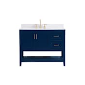 Elegant Lighting Aubrey 42" Free Standing Single Basin Vanity Set with Cabinet, Engineered Marble Vanity Top, and Backsplash Blue