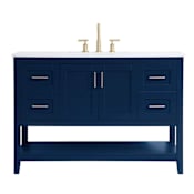 Elegant Lighting Audy 48" Free Standing Single Basin Vanity Set with Cabinet and Engineered Marble Vanity Top Blue