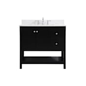 Elegant Lighting Theo 36" Free Standing Single Basin Vanity Set with Cabinet, Engineered Marble Vanity Top, and Backsplash Black