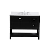 Elegant Lighting Theo 42" Free Standing Single Basin Vanity Set with Cabinet, Engineered Marble Vanity Top, and Backsplash Black
