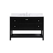 Elegant Lighting Theo 48" Free Standing Single Basin Vanity Set with Cabinet, Engineered Marble Vanity Top, and Backsplash Black