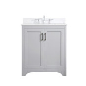 Elegant Lighting Moore 30" Free Standing Single Basin Vanity Set with Cabinet, Engineered Marble Vanity Top, and Backsplash Grey