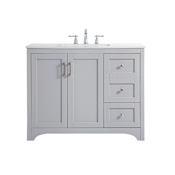 Elegant Lighting Moore 42" Free Standing Single Basin Vanity Set with Cabinet and Engineered Marble Vanity Top Grey