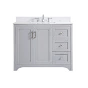 Elegant Lighting Moore 42" Free Standing Single Basin Vanity Set with Cabinet, Engineered Marble Vanity Top, and Backsplash Grey