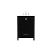 Elegant Lighting Irene 24" Free Standing Single Basin Vanity Set with Cabinet and Engineered Marble Vanity Top Black