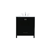 Elegant Lighting Irene 30" Free Standing Single Basin Vanity Set with Cabinet and Engineered Marble Vanity Top Black