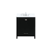 Elegant Lighting Irene 30" Free Standing Single Basin Vanity Set with Cabinet, Engineered Marble Vanity Top, and Backsplash Black