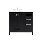 Elegant Lighting Irene 36" Free Standing Single Basin Vanity Set with Cabinet and Engineered Marble Vanity Top Black