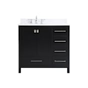 Elegant Lighting Irene 36" Free Standing Single Basin Vanity Set with Cabinet, Engineered Marble Vanity Top, and Backsplash Black