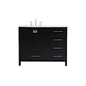 Elegant Lighting Irene 42" Free Standing Single Basin Vanity Set with Cabinet and Engineered Marble Vanity Top Black