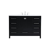 Elegant Lighting Irene 48" Free Standing Single Basin Vanity Set with Cabinet and Engineered Marble Vanity Top Black