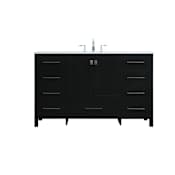 Elegant Lighting Irene 54" Free Standing Single Basin Vanity Set with Cabinet and Marble Vanity Top Black
