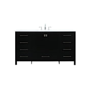 Elegant Lighting Irene 60" Free Standing Single Basin Vanity Set with Cabinet and Engineered Marble Vanity Top Black