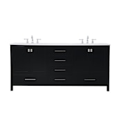 Elegant Lighting Irene 72" Free Standing Double Basin Vanity Set with Cabinet and Engineered Marble Vanity Top Black