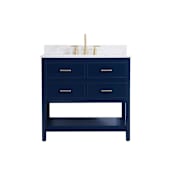 Elegant Lighting Sinclaire 36" Free Standing Single Basin Vanity Set with Cabinet, Engineered Marble Vanity Top, and Backsplash Blue