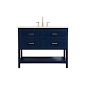 Elegant Lighting Sinclaire 42" Free Standing Single Basin Vanity Set with Cabinet and Engineered Marble Vanity Top Blue