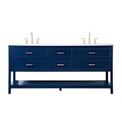 Elegant Lighting Sinclaire 72" Free Standing Double Basin Vanity Set with Cabinet and Engineered Marble Vanity Top Blue