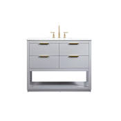 Elegant Lighting Larkin 42" Free Standing Single Basin Vanity Set with Cabinet and Marble Vanity Top Grey