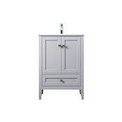 Elegant Lighting Hamilton 24" Free Standing Single Basin Vanity Set with Cabinet and Marble Vanity Top Grey