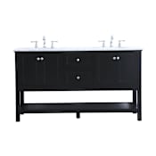Elegant Lighting Metropolis 60" Free Standing Double Basin Vanity Set with Cabinet and Marble Vanity Top Black