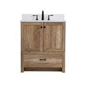 Elegant Lighting Matthus 30" Free Standing Single Basin Vanity Set with Cabinet, Engineered Marble Vanity Top, and Backsplash Natural Oak