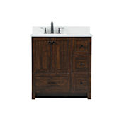 Elegant Lighting Soma 32" Free Standing Single Basin Vanity Set with Cabinet, Engineered Marble Vanity Top, and Backsplash Expresso