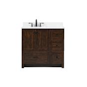 Elegant Lighting Soma 36" Free Standing Single Basin Vanity Set with Cabinet, Engineered Marble Vanity Top, and Backsplash Expresso