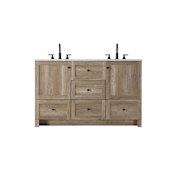 Elegant Lighting Soma 54" Free Standing Double Basin Vanity Set with Cabinet and Engineered Stone Vanity Top Natural Oak