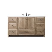 Elegant Lighting Soma 60" Free Standing Single Basin Vanity Set with Cabinet and Engineered Stone Vanity Top Natural Oak