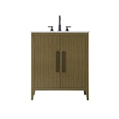 Elegant Lighting Millie 30" Free Standing Single Basin Vanity Set with Cabinet and Engineered Stone Vanity Top Chestnut Brown