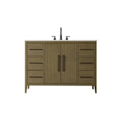Elegant Lighting Millie 48" Free Standing Single Basin Vanity Set with Cabinet and Engineered Stone Vanity Top Chestnut Brown