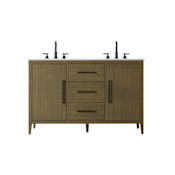 Elegant Lighting Millie 54" Free Standing Double Basin Vanity Set with Cabinet and Engineered Stone Vanity Top Chestnut Brown