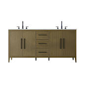 Elegant Lighting Millie 72" Free Standing Double Basin Vanity Set with Cabinet and Engineered Stone Vanity Top Chestnut Brown