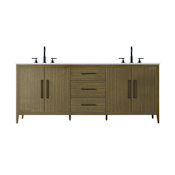 Elegant Lighting Millie 84" Free Standing Double Basin Vanity Set with Cabinet and Engineered Stone Vanity Top Chestnut Brown