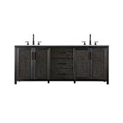 Elegant Lighting Alina 84" Free Standing Double Basin Vanity Set with Cabinet and Engineered Stone Vanity Top Chocolate Oak