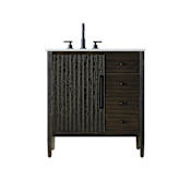 Elegant Lighting Blakely 32" Free Standing Single Basin Vanity Set with Cabinet and Engineered Stone Vanity Top Chocolate Oak