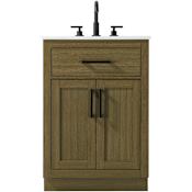 Elegant Lighting Alden 24" Free Standing Single Basin Vanity Set with Cabinet and Engineered Marble Vanity Top Chestnut Brown