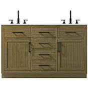 Elegant Lighting Alden 54" Free Standing Double Basin Vanity Set with Cabinet and Engineered Marble Vanity Top Chestnut Brown
