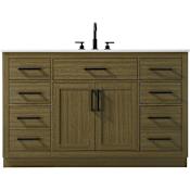 Elegant Lighting Alden 54" Free Standing Single Basin Vanity Set with Cabinet and Engineered Marble Vanity Top Chestnut Brown